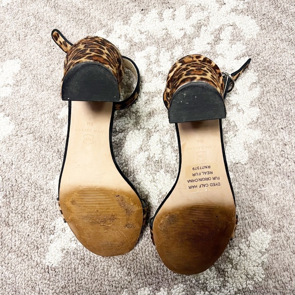 Ann Taylor Leannette Leopard Print Calf Hair Block Heel Sandals Size Women's 9 - Picture 4 of 8